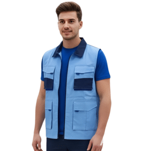GILET DE TRAVAIL BLEU CIEL 04 POCHES