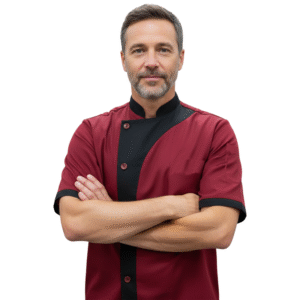 Chemise De Cuisine Polyster Grenat