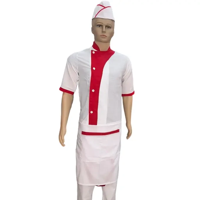 Ensemble De Cuisine Blanc Garniture Rouge