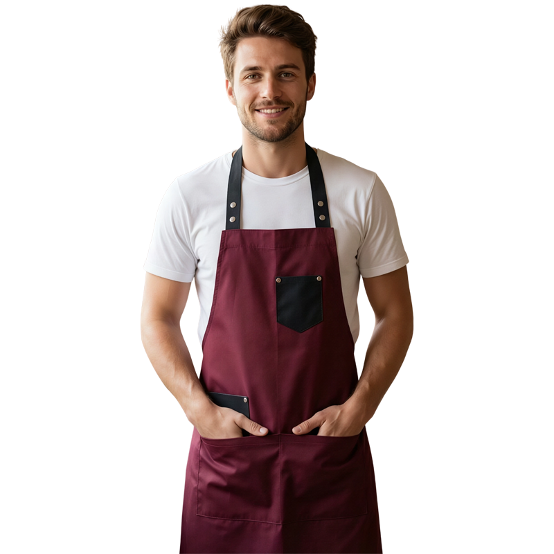 Tablier Devant Grenat En Tissu Serge