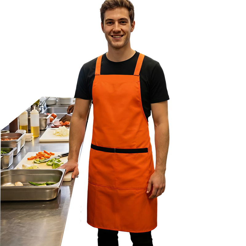 Tablier Devant Orange En Tissu Polyster