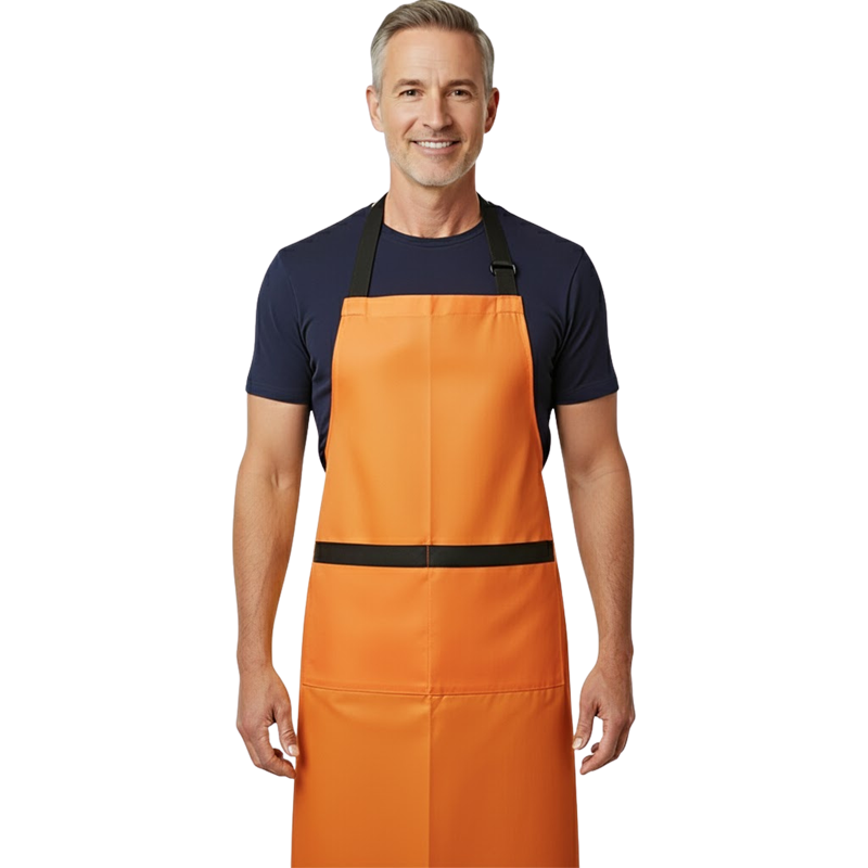 Tablier Devant Orange En Tissu Polyster