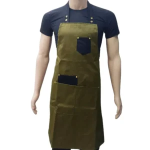 Tablier Devant Vert Melitaire En Tissu Serge