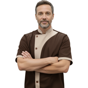 Chemise De Cuisine Polyster Marron