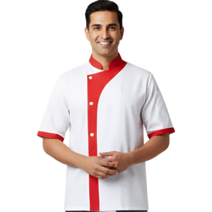 Chemise Polyster Blanc-Rouge