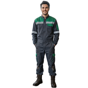 Combinaison Gris-Vert En Serge Avec Bande